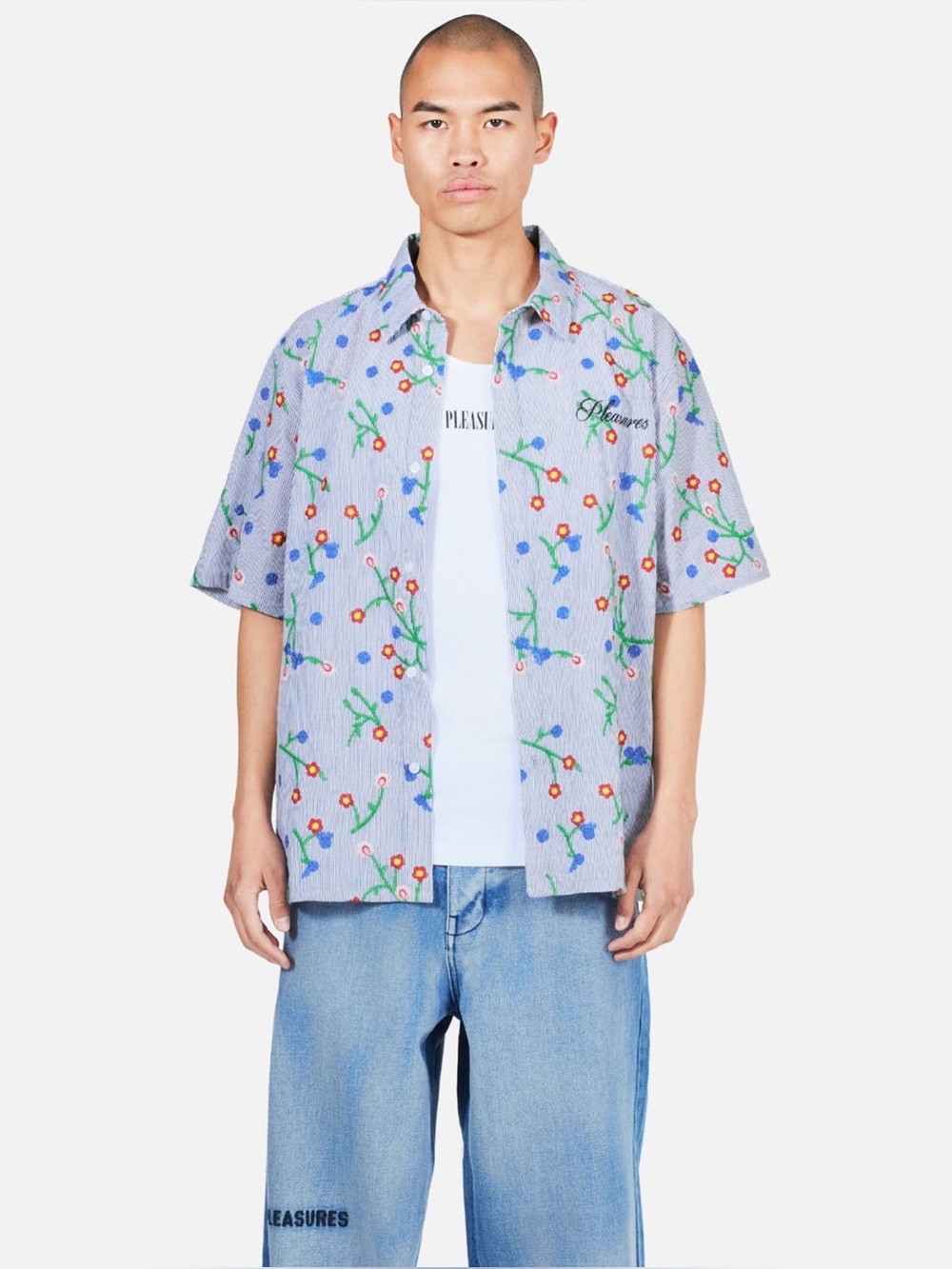 New PLEASURES Sz Sm MENS PLIE STRIPE BUTTON UP SHIRT